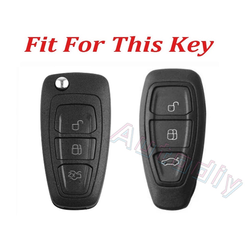 Casing Kunci Remote Mobil Ford Focus Fiesta Kuga Everest Galaxy Mondeo Transit Tourneo Ranger C-Max S-Max Bahan Serat Karbon