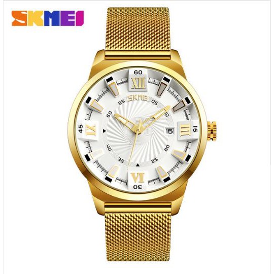 SKMEI 9166 Jam Tangan Pria Analog Tali Stainless WATCHKITE WKOS