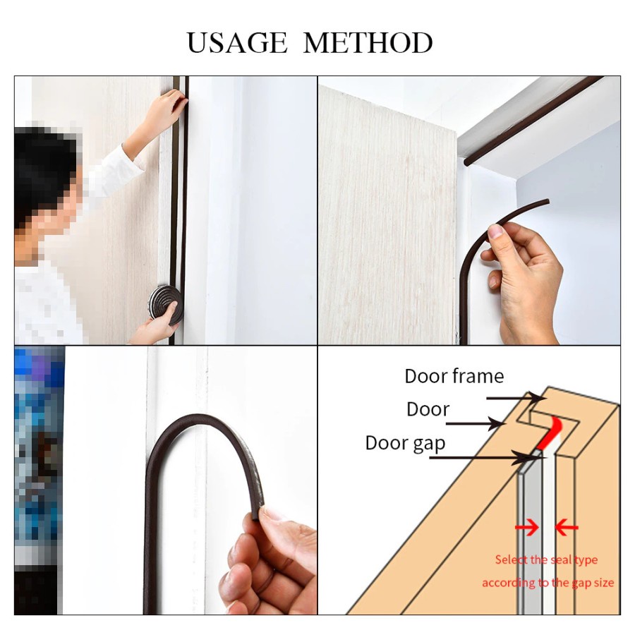 Lis Penghalang Debu Serangga Bawah Pintu Sealing Strips 10M - ES10 - Brown