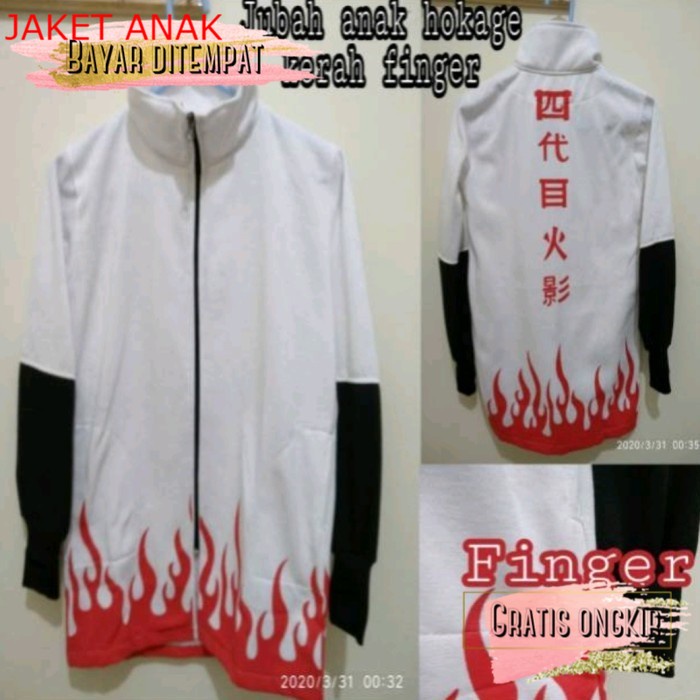 jaket sweater anak sd tanggung s m jubah anime anak naruto hokage - Putih, Allsize anak pria wanita 