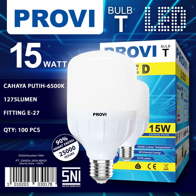 BOHLAM BOLA LAMPU LED PROVI 15W 15WATT GARANSI 1 TAHUN SANGAT TERANG LED CAPSULE