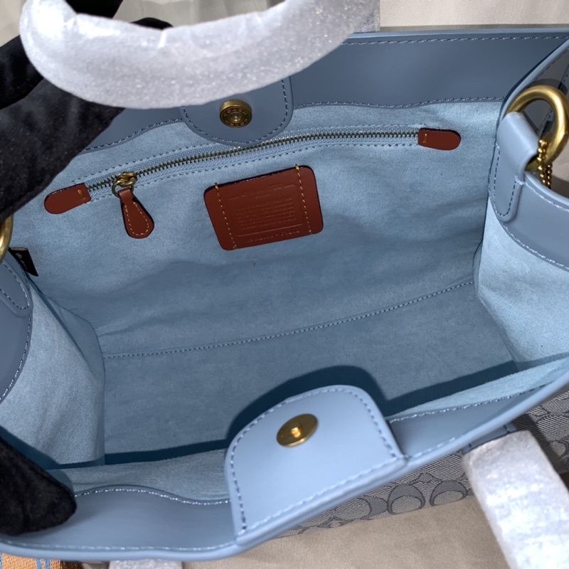 Coach Field Tote 30 In Signature Jacquard (C3282) Light Blue/Chambray