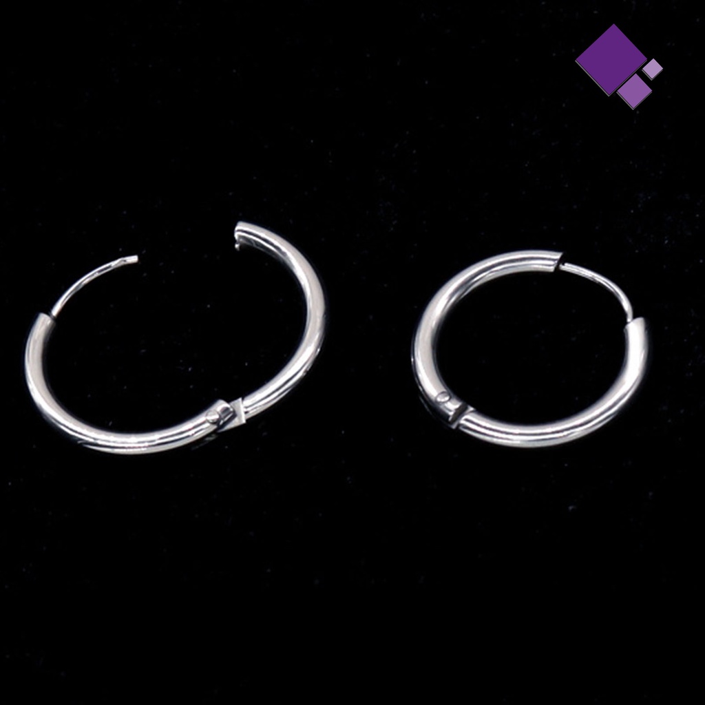 1 Pc Anting Tindik Bahan Stainless Steel Bentuk Bulat Untuk Pria