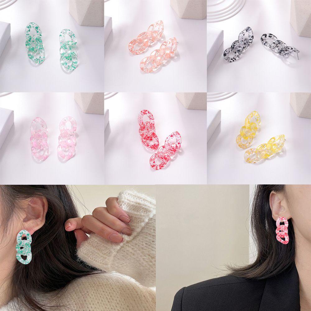 Anting LILY Drop Desain Sederhana Tren Perhiasan Gloss Jelly Rantai Warna