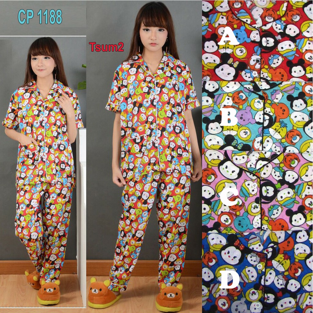  Baju  Tidur  Piyama Wanita  Katun Tsum2 CP 1188 Shopee  