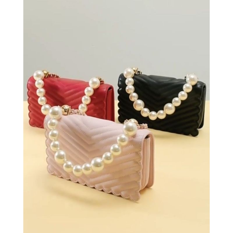 CK Pearl-Embellished Crossbody Bag