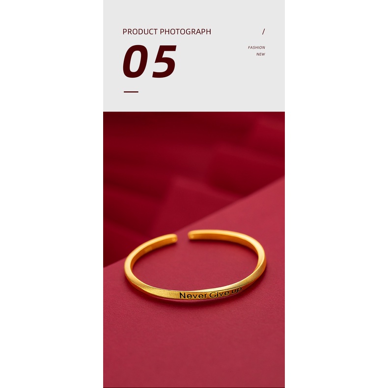 Perhiasan Gelang Lapis Emas Asli Kadar 375 Desain Tulisan Twist Never Say Never Gaya Perancis Untuk Wanita