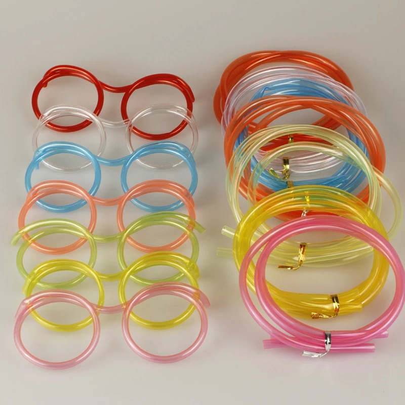 Funny PVC Glasses Straw / Flexible Drinking Tube Drinking Straws for Kids Party Accessories