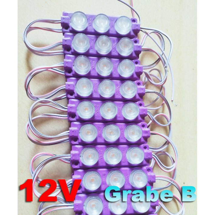 100Pcs Grade B Led Modul 3030 3 Led 3 Watt Type 7520 12V - Ungu Ice Blue