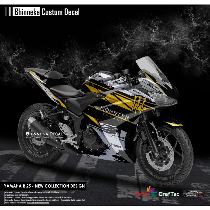 DECAL STICKER R25 MONSTER ENERGY YELLOW