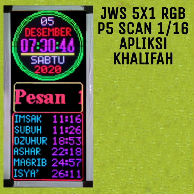 Controller jadwal shalat jws khalifah 5x1 rgb