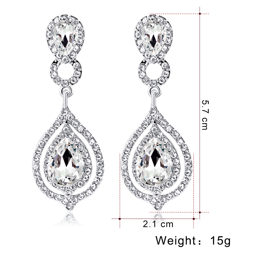 Anting Tusuk Gantung Temperament Hias Berlian Gaya Mewah Untuk Pengantin Wanita
