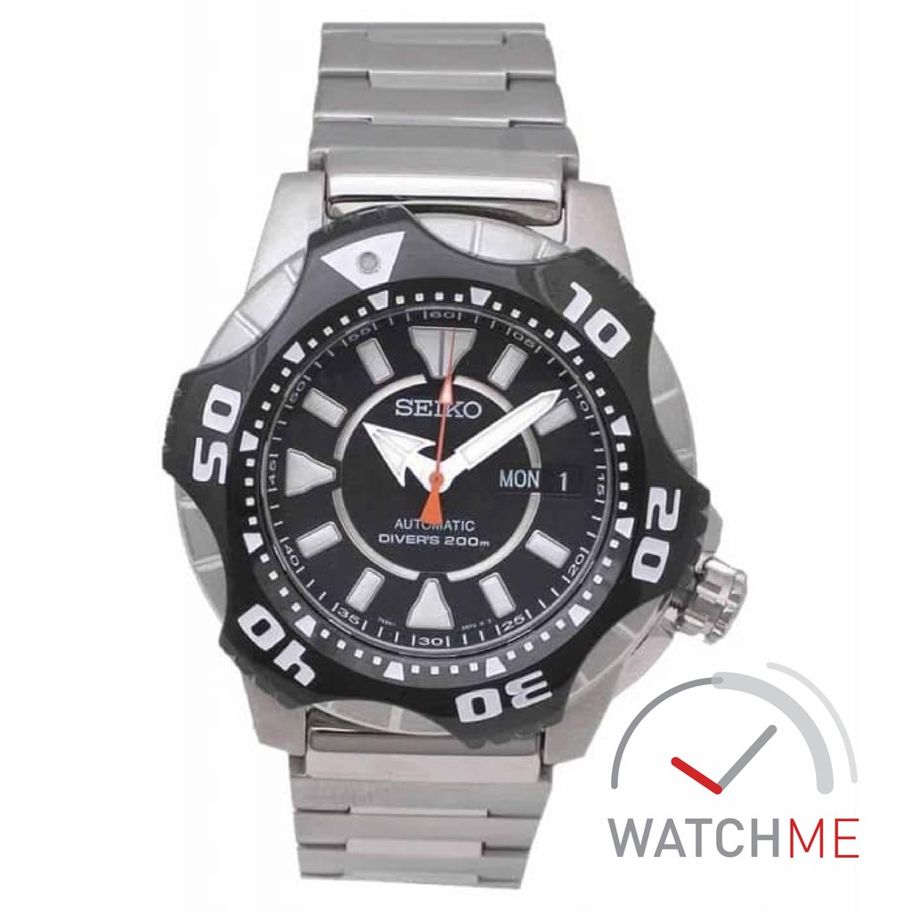 Jam Seiko Diver SKZ283K1 Automatic Superior Monster Silver Black Stainless Steel Original Bergaransi