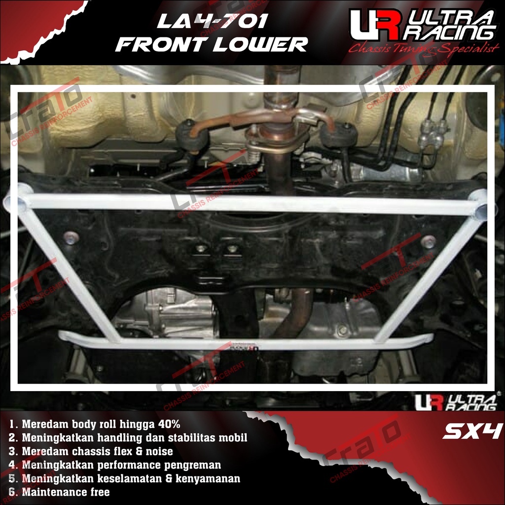 Aksesoris Stabiliser ULTRA RACING Safety Bar - Front Lower Bar 4 Points - Suzuki SX4 - LA4-701 - Ori