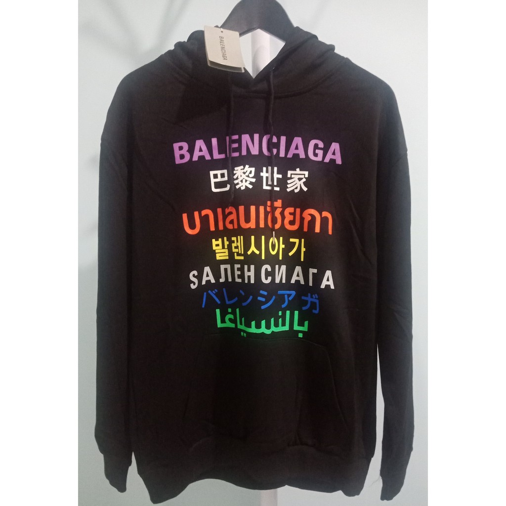 SWEATER HOODI BALENCIAGA HITAM PREMIUM ( TAG LABEL )