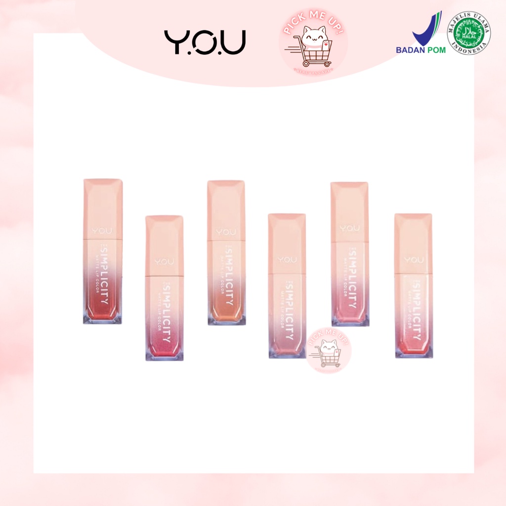 YOU The Simplicity Matte Lip Color | TERMURAH & TERLARIS | Lip Matte Cantik | Lip Cream | Pewarna Bi
