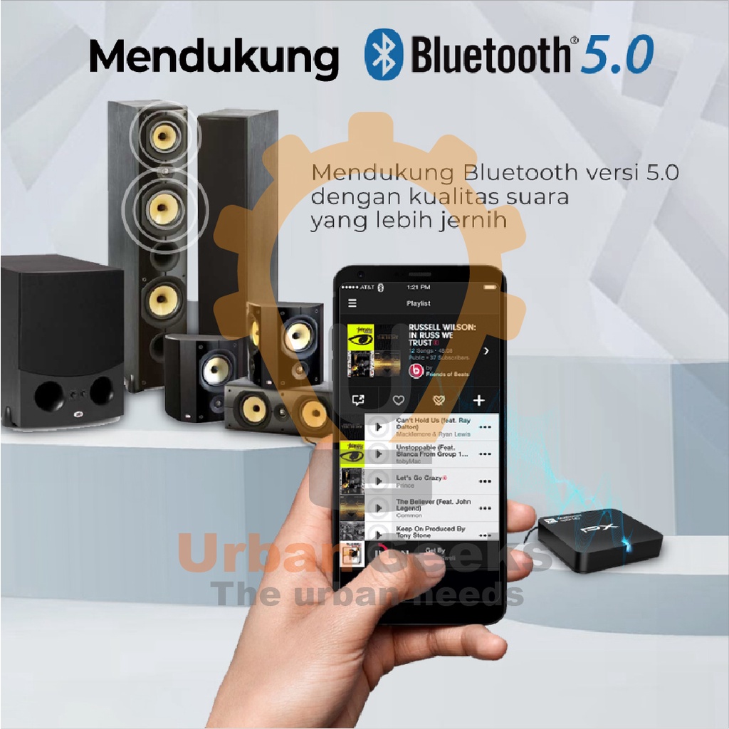 Audio Receiver Bluetooth 5.0 aptX HD Aux 3.5mm Optic PX BTR-1500HD