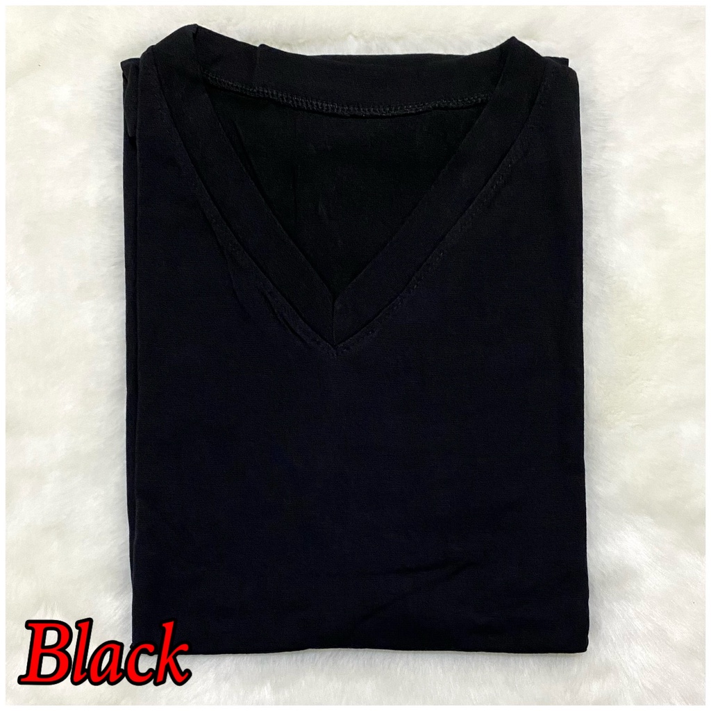 V-NECK JUMBO XXL Panjang / Kaos Polos Basic Vneck Panjang /  t-shirt / Atasan Pakaian Wanita Murah-TPJ V-XXL - BLACK