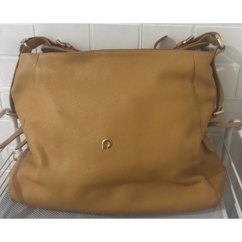 Preloved Original Papillon tas kulit mustard kuning