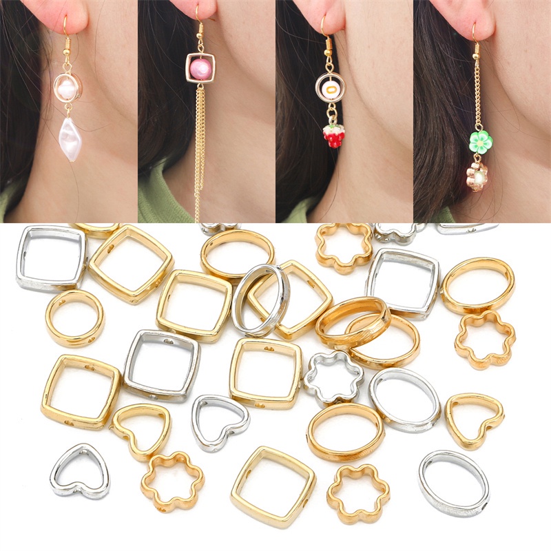 50 Pcs Konektor Manik-Manik Dua Lubang Untuk Membuat Perhiasan Kalung Gelang Dan Anting