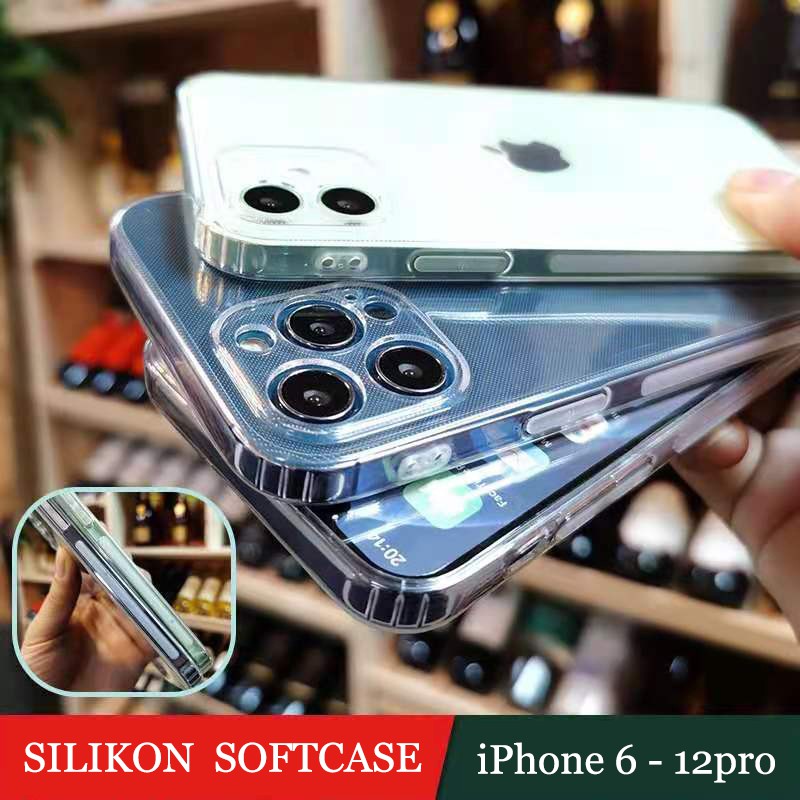 Softcase IPhone 13 12 11 Pro Max X XS 6 7 8 Transparan BeningCase IPhone Case silikon anti licin-1
