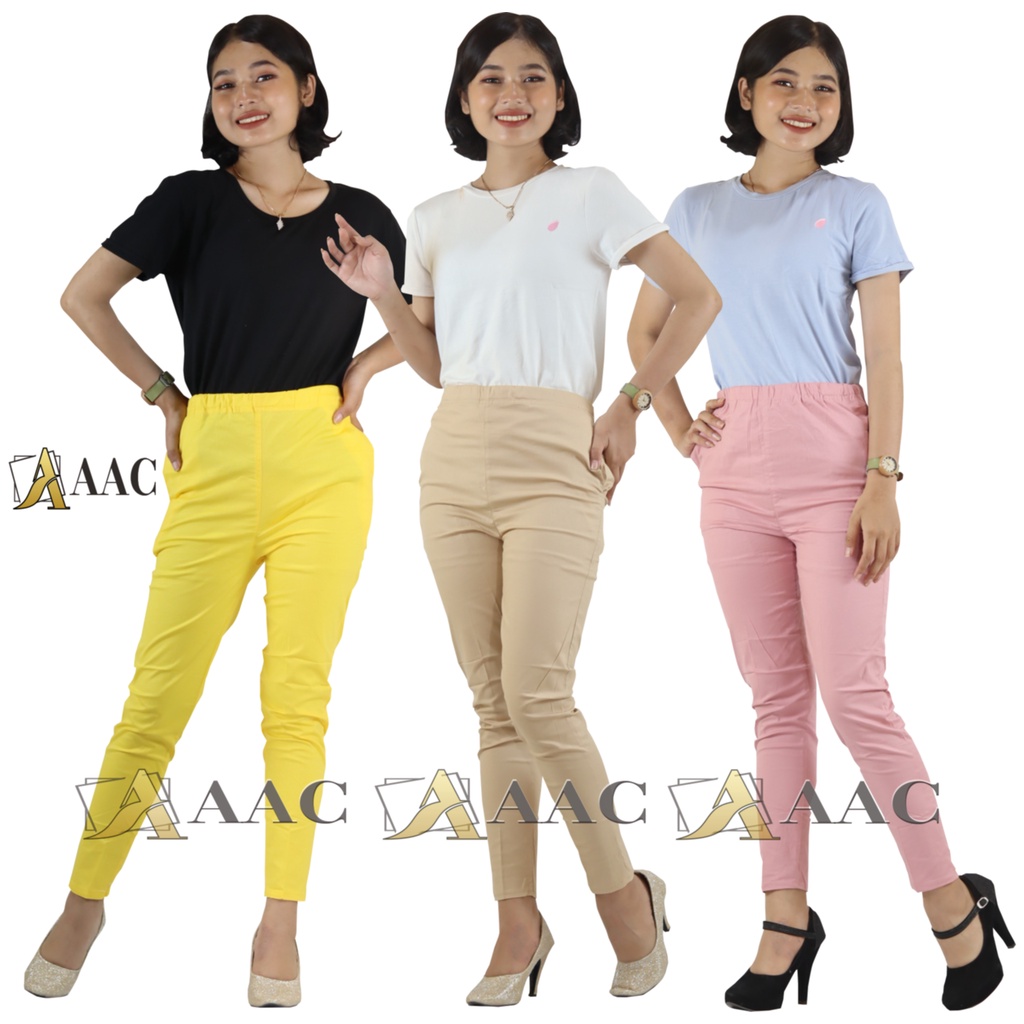 Celana  Wanita Katun Stretch Size Standar, XXL, L5 Banyak Warna