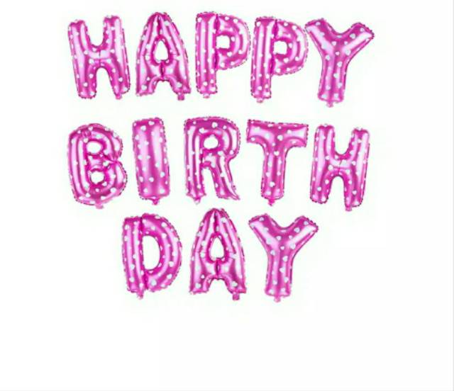 Balon Foil HAPPY BIRTHDAY Rainbow Pink Biru ukuran 40 cm
