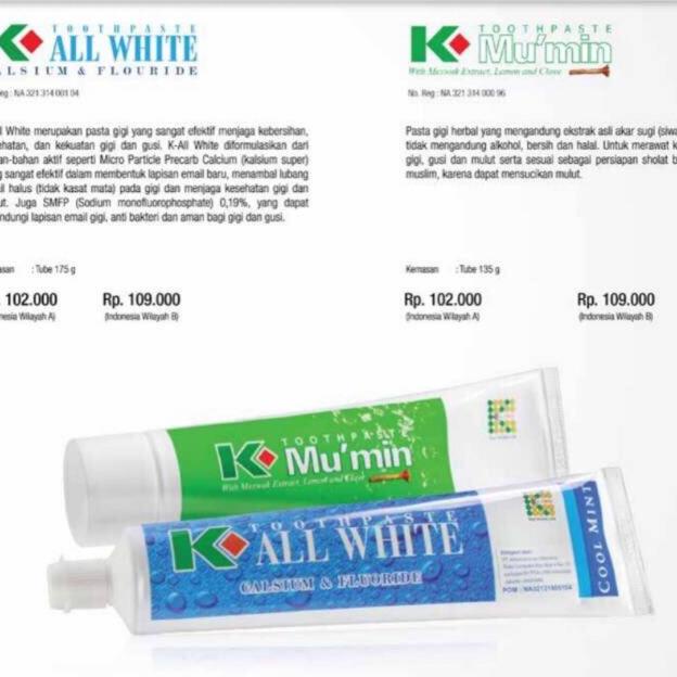 Pasta Gigi K Link All White & MuMin 175Gr