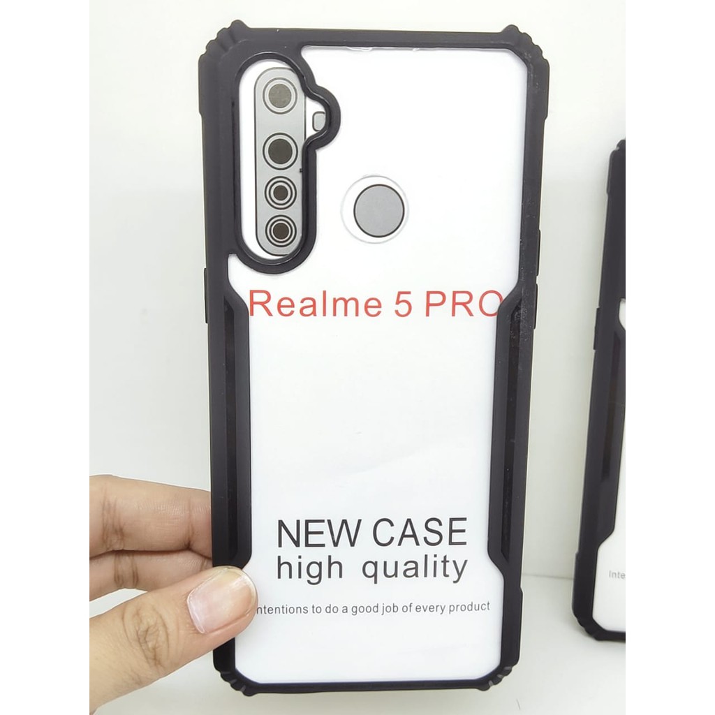 Anti Shocking Realme 5 Pro 6.3 Inch Hardcase Mika List Hitam Acrylic Case