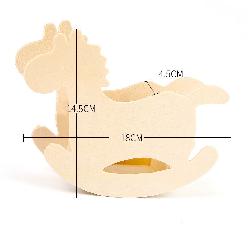 Mainan Edukasi Anak Model Pesawat / Kapal / Kuda Kayu Lukis Tangan DIY