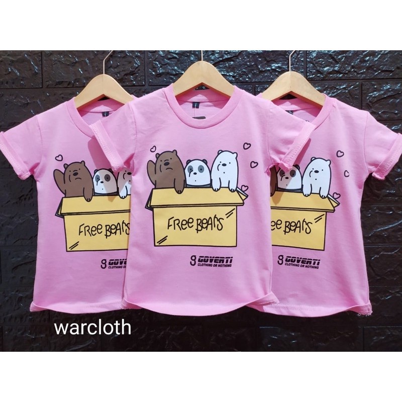 Kaos Anak Distro Perempuan We Are Bears Pink bahan adem - kualitas bagus - anak umur 1-8 Tahun