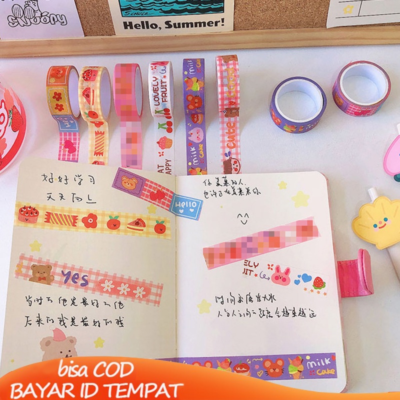 [Ready Stock] Stiker Kertasselotip Korea Scrapbook Deco Planner DIY Aesthetic 3 Meter Washi Gambar Binatang Lucu Untuk Dekorasi Jurnalscrapbook Aksesoris Praktis Murah COD