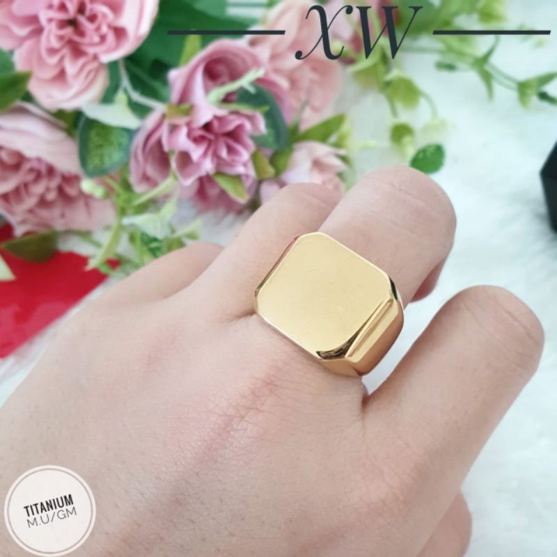 Cincin Titanium Pria Persegi bahan Kokoh dan Tebal (Uk 17-20) RGL72/RGL71