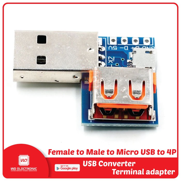 USB Converter Female to Male to Micro USB to 4P Terminal Adapter