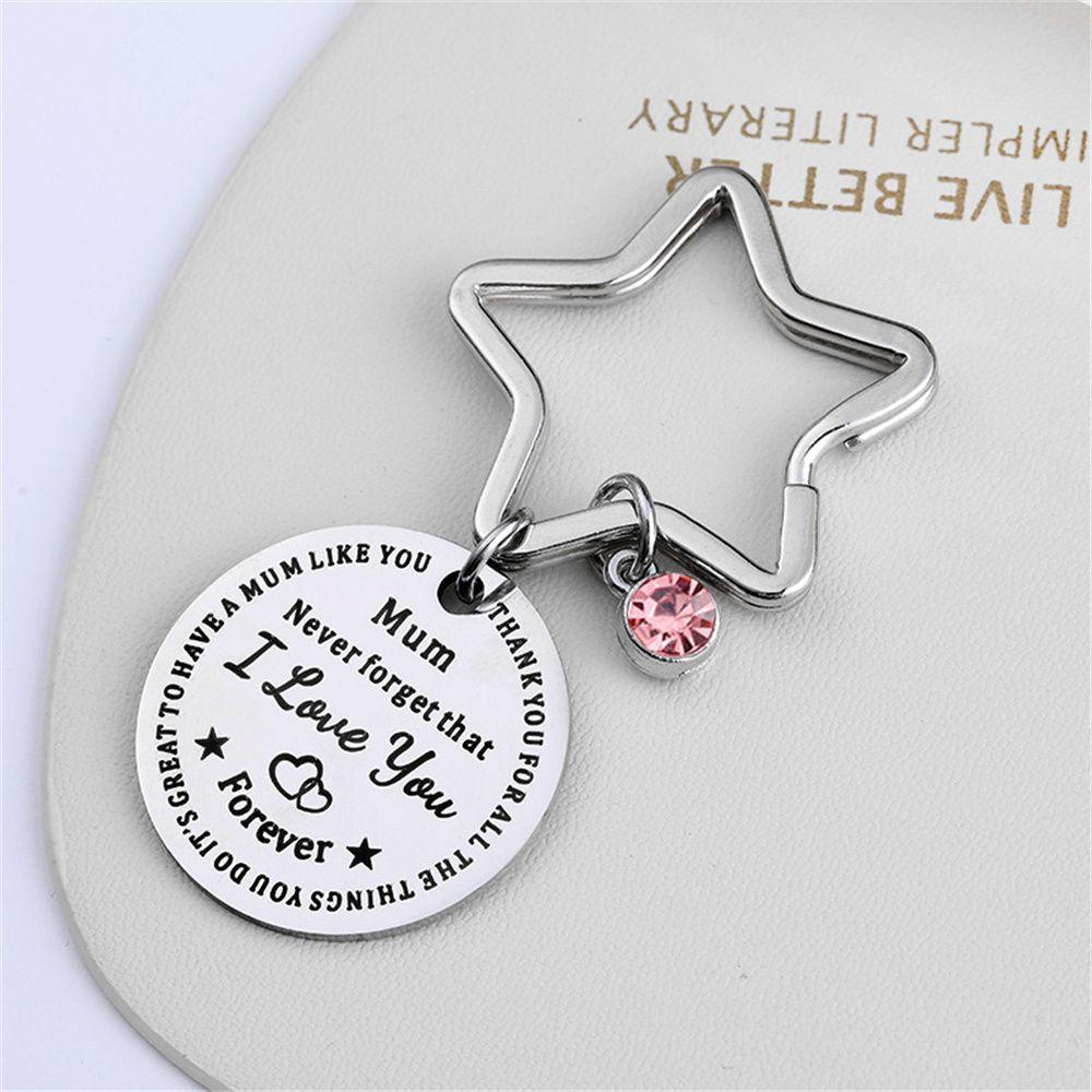 Lily Keychain Diamond Stainless Steel Gantungan Kunci Ukir Bulat