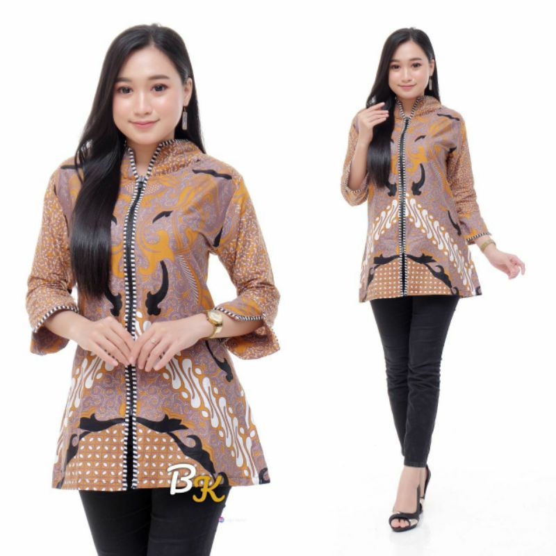 BATIKNAKULA | Jumbo blouse batik wanita seragam terlaris BATIK WANITA MODERN MONALISA GENES MLXL-Amangkurat kuning