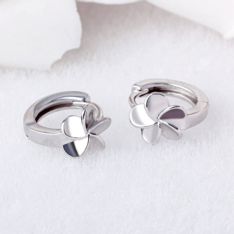 Anting Stud 925 Sterling Silver Bentuk Bunga Huggie Hoop Untuk Wanita