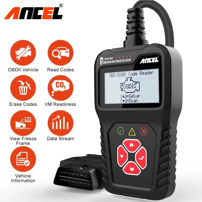 Ancel As100 Alat Scanner Diagnostik Obd2 Obd 2 Untuk Mesin Mobil