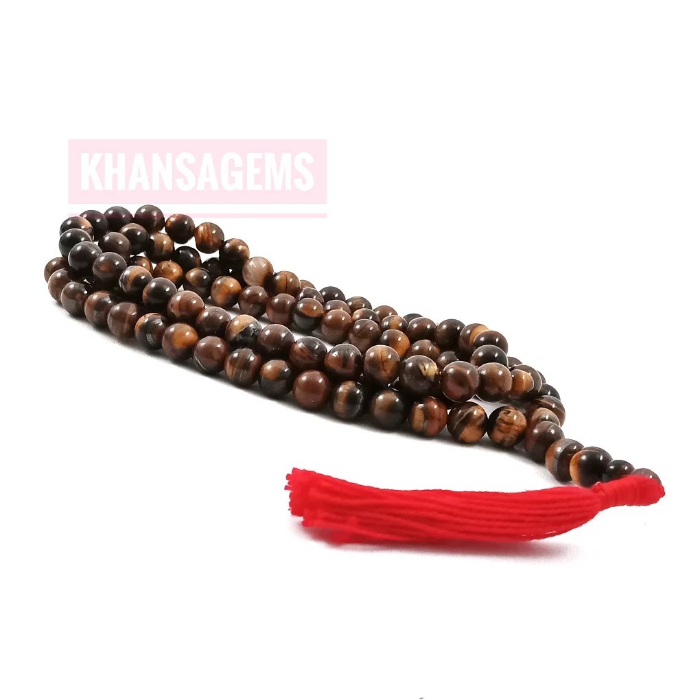 TASBIH BATU NATURAL RED TIGER EYE DIM 8 MM ISI 99 BUTIR AKSESORIES PERLENGKAPAN IBADAH SHOLAT DZIKIR FASHION MUSLIM