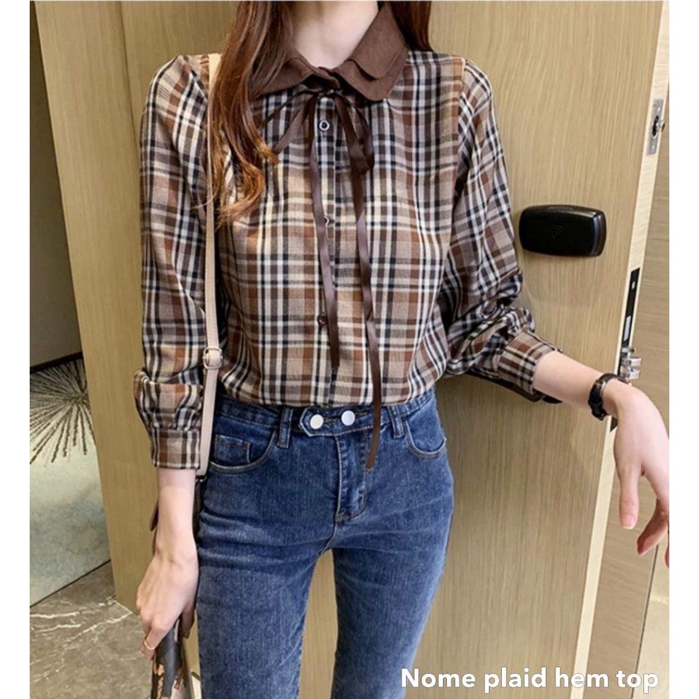 Nome plaid hem top - Thejanclothes