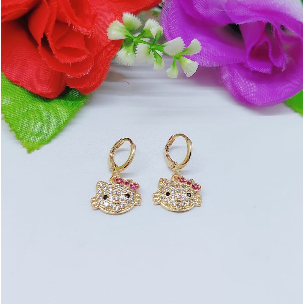 Anting Hello Kitty permata lapis emas perhiasan xuping jewellery 0363-0368