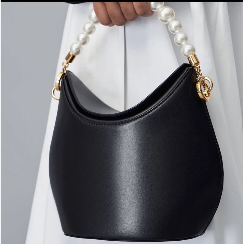 C Bead Embbelished Knotted Handle Bag
