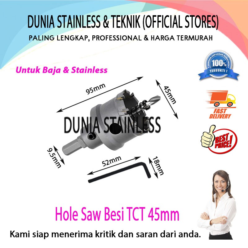 Hole Saw Besi TCT 45mm matabor