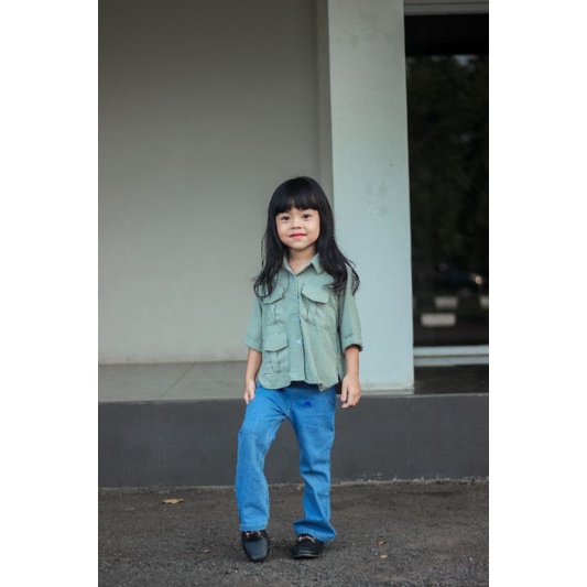 Kemeja Crincle Kids by Keenanthi / Atasan Anak Murah / Kemeja Crincle Anak