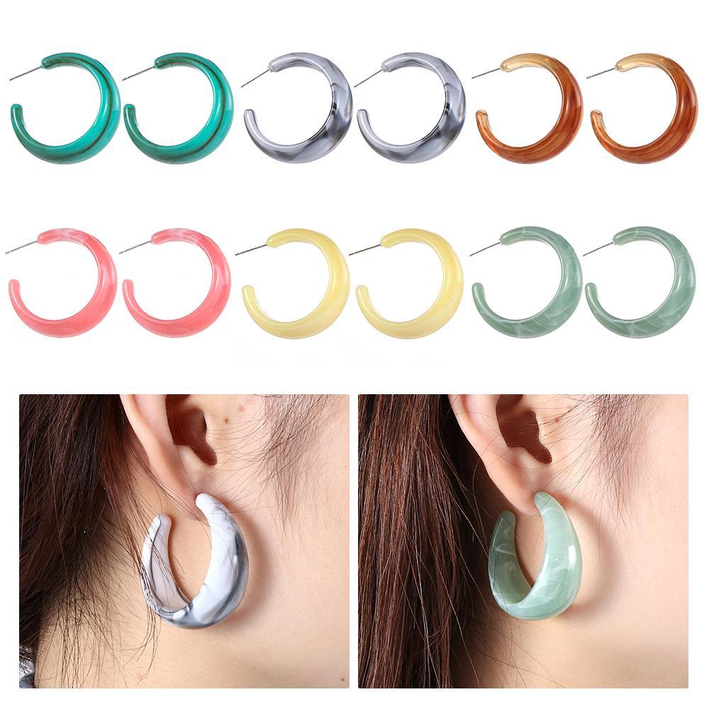 Solighter Acrylic Colorful Earrings Statement Party Hoop Menjuntai Anting Asam Asetat