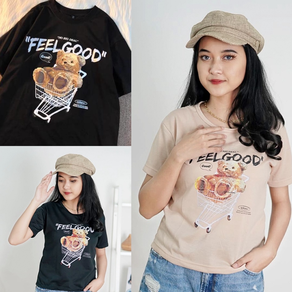 BEFAST - ZFS OOTD Wanita Kaos SOYEON / FEEL GOOD KAOS TSHIRT BABYTERRY / T-shirt Distro Wanita / Kaos Lengan Pendek / Baju Santai / Kaos Motif Gambar / Terbaru