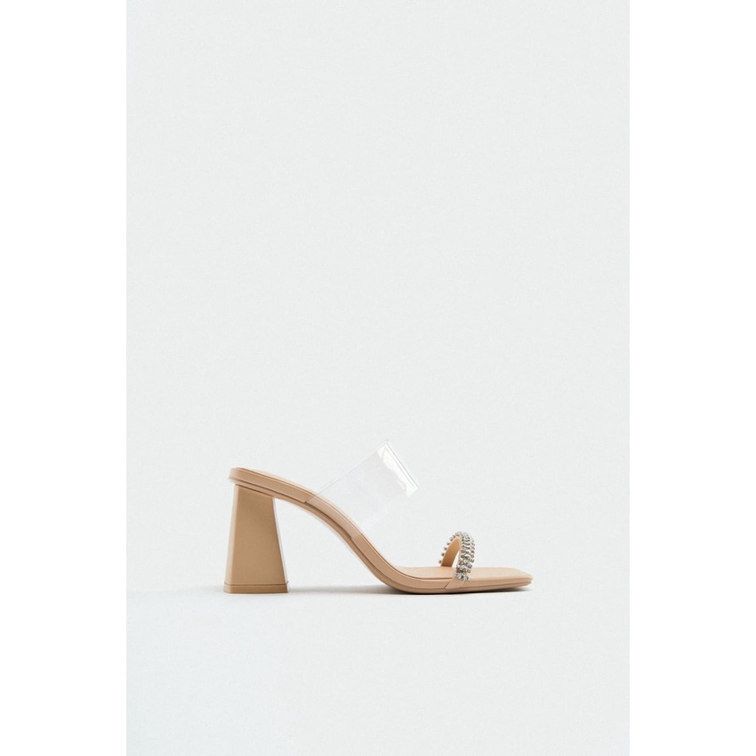 Zara Vinyl High Block Heel Sandals Heels Sandal 0075