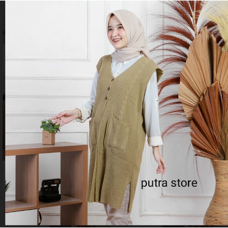 LONG VEST RISA KANCING TEBAL PREMIUM