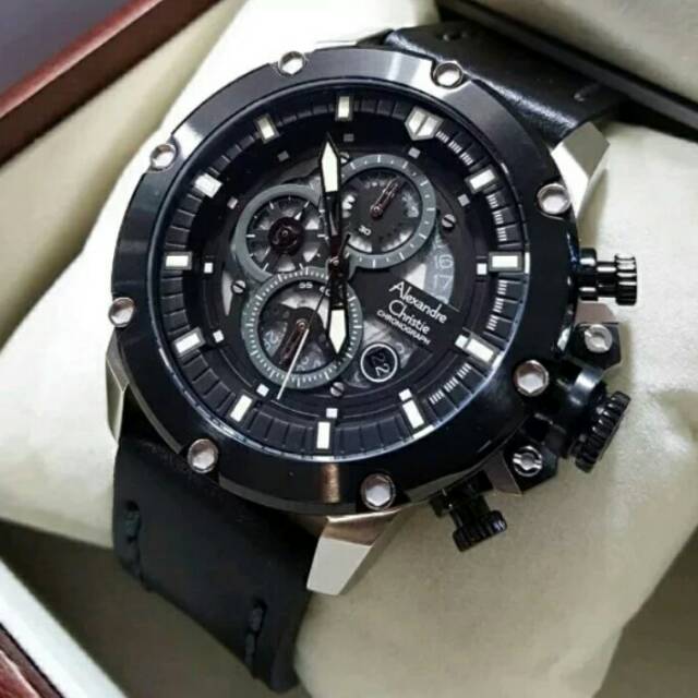 JAM TANGAN PRIA ALEXANDRE CHRISTIE AC 6416 BLACK SILVER