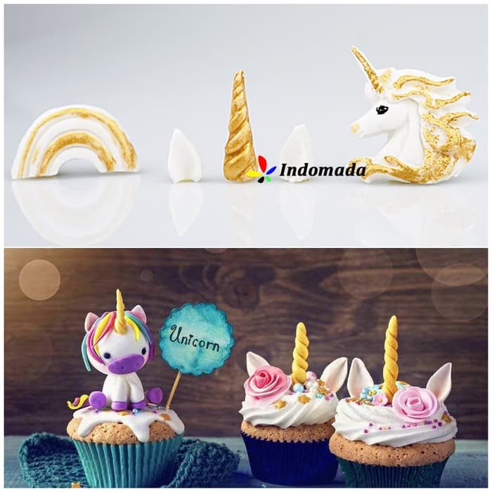 Indomada Cetakan Tanduk Unicorn Mini Unicorn Horn Fondant Cake Topper ck539